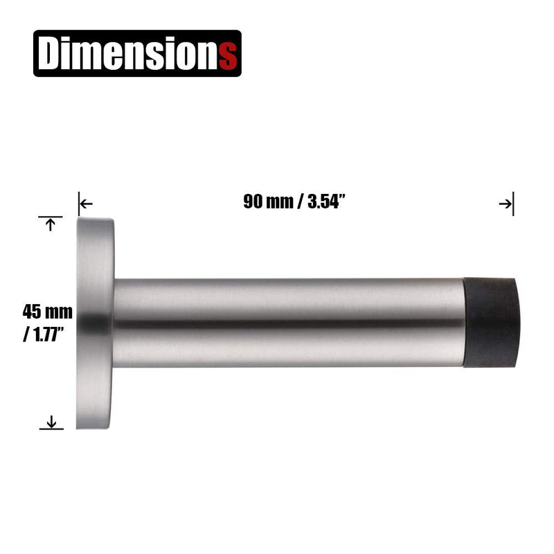 [Australia - AusPower] - JQK Door Stopper Black, 304 Stainless Steel Thicken 1mm Sound Dampening Door Stop Bumper Wall Protetor 2 Pack, Matte Black, DSB5-PB-P2 