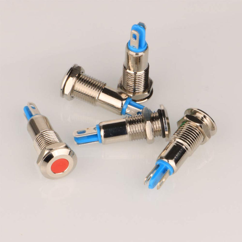 Gebildet 5pcs 8 mm AC/DC 12-24V Stainless Steel Waterproof LED Indicator Light and in 5 Colors Red/Orange/Blue/Green/White Mix 5 Colors