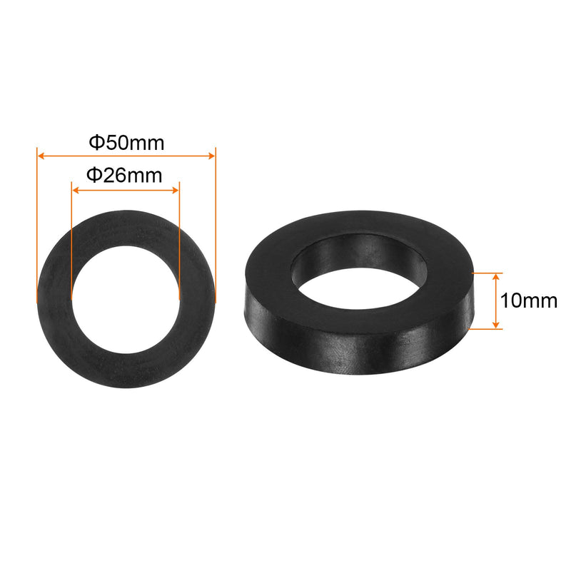 [Australia - AusPower] - HARFINGTON 8pcs Rubber Spacer 2 Inch OD 1 Inch ID 0.4 Inch Thick Neoprene Round Anti Vibration Isolation Pads Isolator Rubber Washers Bushings for Home Cars Boat Accessories, Black 26mm x 50mm x 10mm 