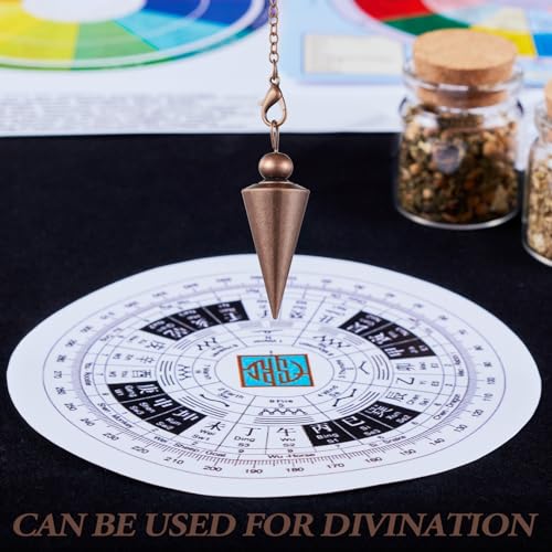 Hicarer 4 Pieces Copper Metal Pendulum for Dowsing, Classic, Bronze Colored