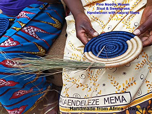 Tembo Crafts Africa - Handmade Basket Rwanda - Large - Made of Sisal, Sweetgrass - 12 Inches Diameter - RB031