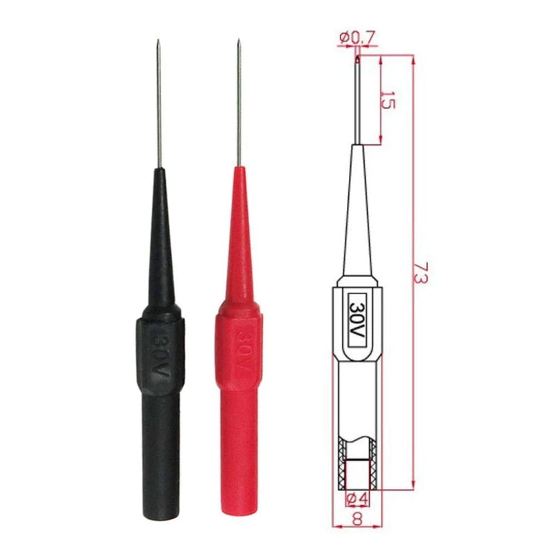 [Australia - AusPower] - Test Probes Insulation Piercing Needle, Yosoo Sharp Stainless Steel Needle Tipped Tip Multimeter Probes Test Leads Flexible Silicon Back Probe Pin for Multimeters 1 Pair 