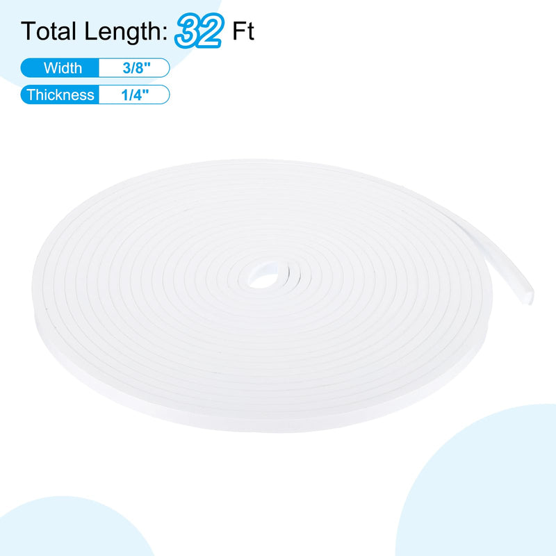 PATIKIL Weather Stripping Door Seal Strip, 3/8 Inch x 1/4 Inch x 32 Ft Self Adhesive Soundproof High Density Foam Tape Insulation for Door Window Air Conditioning, White
