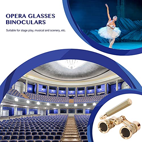 Aroncent Opera Glasses Binoculars 3X25 Theater Glasses Mini Binocular Compact with Handle for Adults Ladies Women in Opera Musical Concert B-Gold with Handle