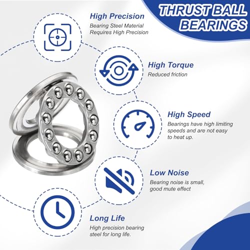 PATIKIL 51204 Thrust Ball Bearings 20x40x14mm, 4 Pcs Chromium Steel (GCr15) Miniature Single Row Roller Miniature Ball Bearings for Conveyor Systems Machine Tools, Silver #51204 20x40x14mm