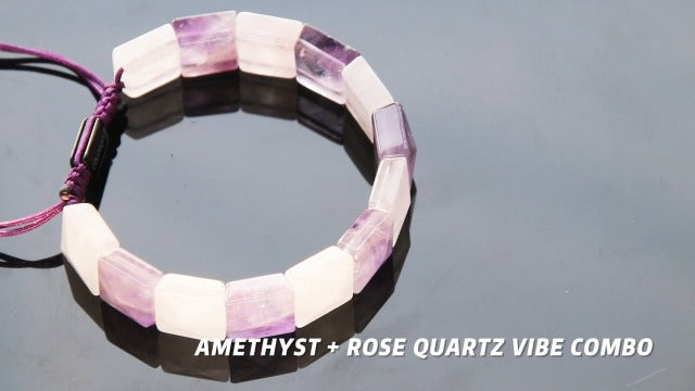 Natural Stone Amethyst Bracelet for Women - Handmade Healing Crystal Amethyst Rose Quartz Beaded Bracelets, Premium Energy Gemstone Bracelets Unique Double Protection Jewerly for Women Amethyst Rose (S)