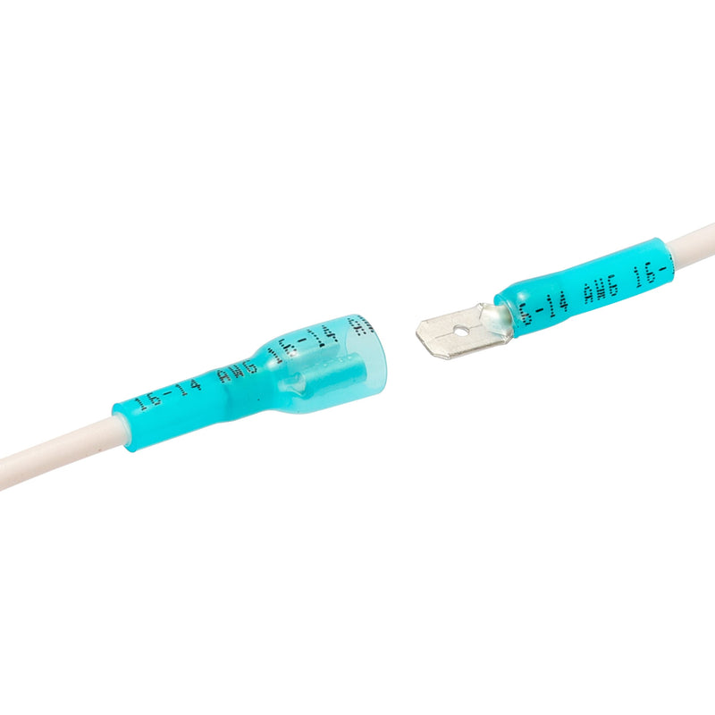 [Australia - AusPower] - HKS 100PCS Female Spade Connector Blue 16-14 AWG - Heat Shrink Electrical Quick Disconnect Wire Connectors Kit - Tinned Red Copper - Automotive Marine Crimp Connectors - Waterproof and Insulated Female Spade Terminal 
