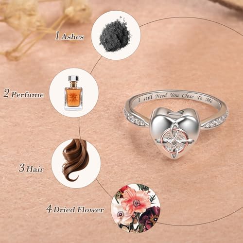 925 Sterling Silver Celtic Knot Urn Ring for Ashes Cremation Rings Jewelry 5