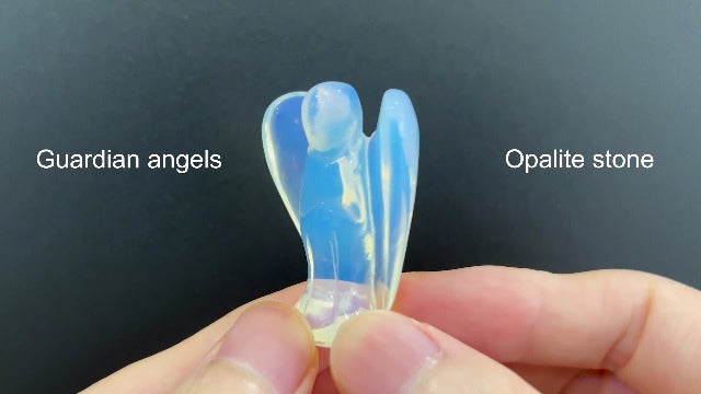 Mina Heal Opalite Pocket Guardian Angel Figurines, Set of 2 Rose Quartz