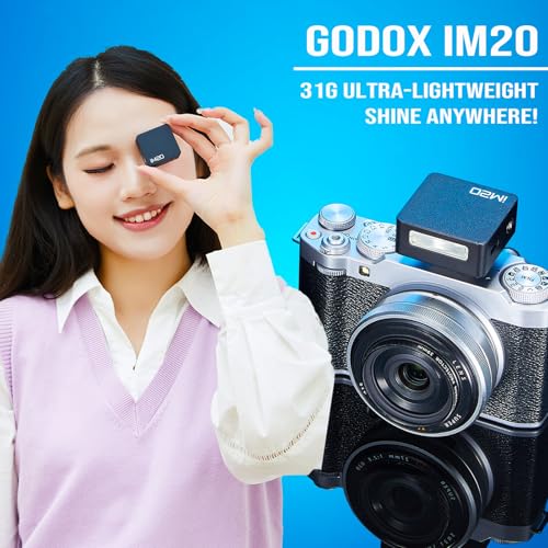 Godox iM20 with Diffuser Godox Flash USB-C Charging, Camera Flash GN 12, with 5 Levels Flash Power, 440 Full-Power Flashes Mini Flash for Sony zv1/Sony zve10 /Ricoh gr3/Fuji f1【not for ZV-1F】