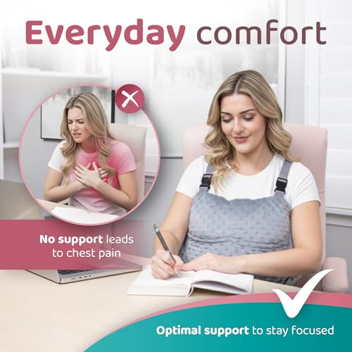 Zomaple Mastectomy Recovery Pillow + Strap, 2 Gel Pack, Seat Belt Cover & Shower Lanyard – Post-Op Essentials, Breast Augmentation/Reduction & Mastectomy Recovery Supplies – Washable Cover for Comfort Grey Regular Gelpacks