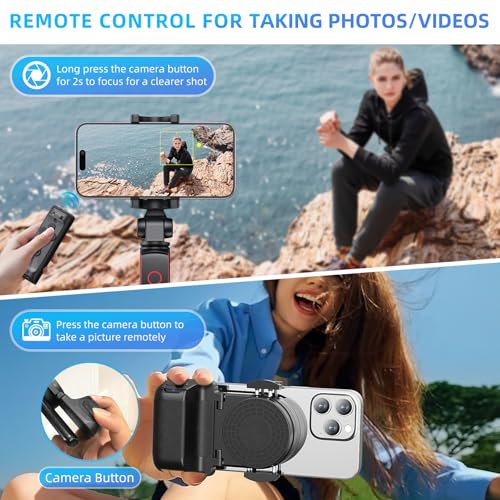 MILOUZ Remote Control Scrolling for Tiktok with Phone Stand,Page Turner for Kindle App E-Book,Bluetooth Camera Shutter Remote for iPhone, Android,iOS,iPad,Tablet (Black) Black