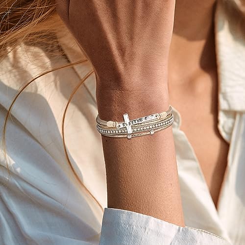 Fesciory Leather Wrap Bracelet for Women, Boho Western Layered Cuff Jewelry Khaki2