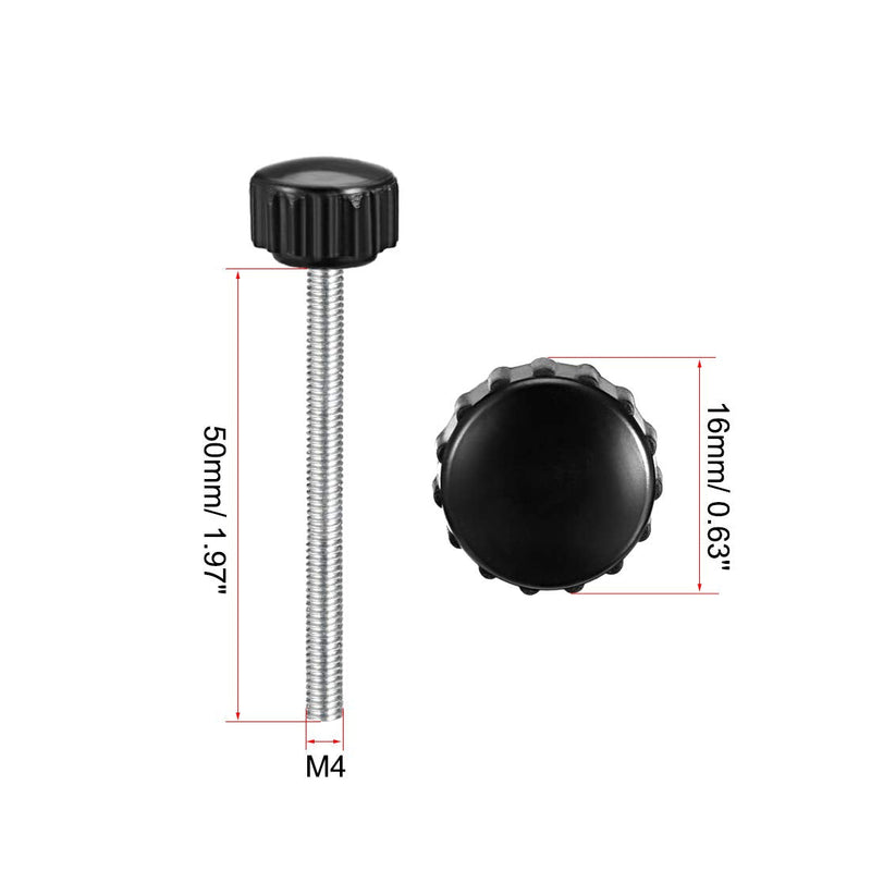 [Australia - AusPower] - uxcell M4 x 50mm Metric Male Thread Knurled Clamping Knobs Grip Thumb Screw Hand Clamping Handle Bolt with 16mm Plastic Knobs Black 10 Pcs M4 x 50mm x 16mm 