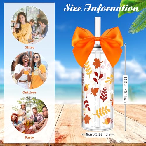 Teenyyou 12 Pcs Fall Tumbler Cups with Lid and Straw, Bow Decorated