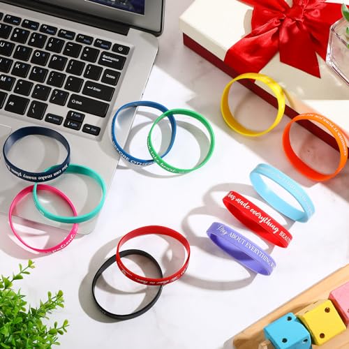 48 Pcs Bible Bracelets Silicone Wristbands, Christian Faith Verse Bracelet
