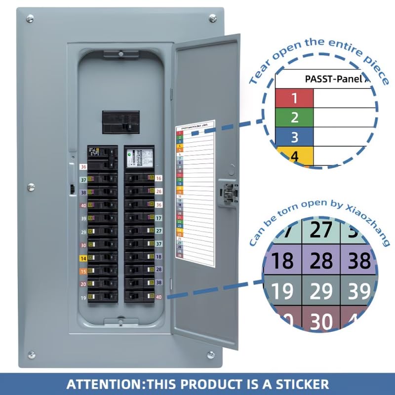 Electrical Panel Labels, Breaker Label Set with Marking Panels 1-10, N, T, R, S, Waterproof Circuit Breaker Stickers for Distribution Boxes