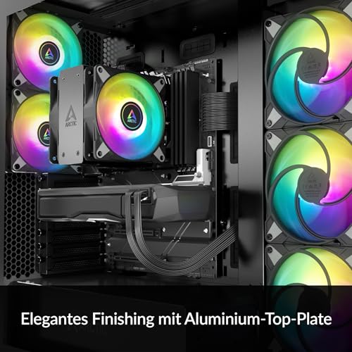 ARCTIC Freezer 36 A-RGB (Black) - Single-Tower CPU Cooler for Intel & AMD | Push-Pull, two pressure-optimised 120 mm P-fans, 200-2000 rpm, hydrodynamic plain bearing, incl. MX-6 thermal compound black