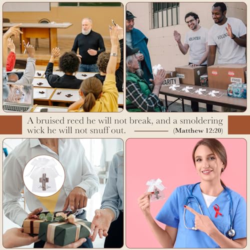 Cross My Heart Wooden Cross Fidget with Organza Bags, Small Pocket Crosses Christian Church Gifts, Inspirational Fingertip Stress Relief Toy Encouragement Gifts for Women Men Prayer (18 Sets) 18