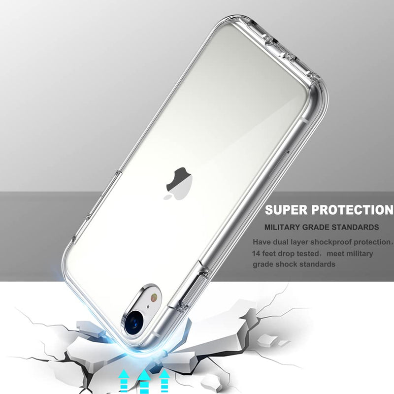 [Australia - AusPower] - COOLQO Compatible for iPhone XR Case, with [2 x Tempered Glass Screen Protector] Clear 360 Full Body Coverage Hard PC+Soft Silicone TPU 3in1 [Heavy Duty Shockproof Defender] Phone Protective Cover 111_Clear XR 6.1 inch 