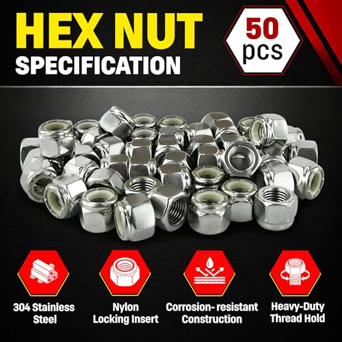 Stainless steel 3/8-24 nylon insert lock nuts, SAE fine thread Nylock nuts by Chenango Supply