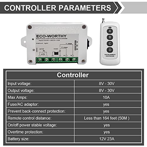 DCHOUSE Linear Actuator 1500N, Lift50-450mm Stroke, 12V Electric Motor, Silver(L11TGF1000N50-T-1), Controller & Remote Control Controller 1500N