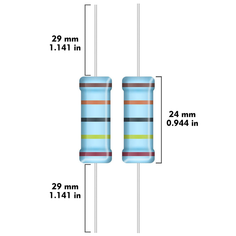 [Australia - AusPower] - 5W Metal Film Resistor Kit from 1 Ohm to 1M Ohm 25 Values 5 Watt 1% Resistors Assortment 5W 