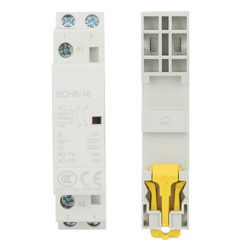 [Australia - AusPower] - Contactor 230 V, Relay 230 V DIN Rail Installation Contactor DIN Rail 2P 16 A 220 V/230 V 1NO 1NC 50/60 Hz Household AC Contactor for DIN Rails Electrical Technicians and Hobbyists, Default 