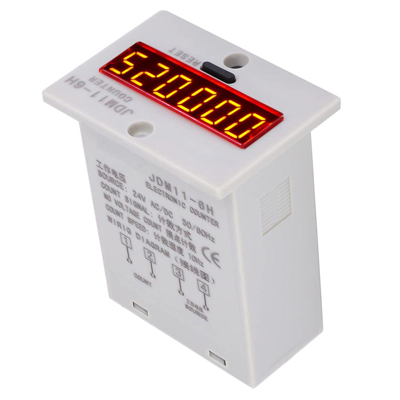 [Australia - AusPower] - JDM11-6H LED Display Digital Counter, AC/DC24V 6 Digits Electronic Digital Display Counter Relay No Voltage Counter 