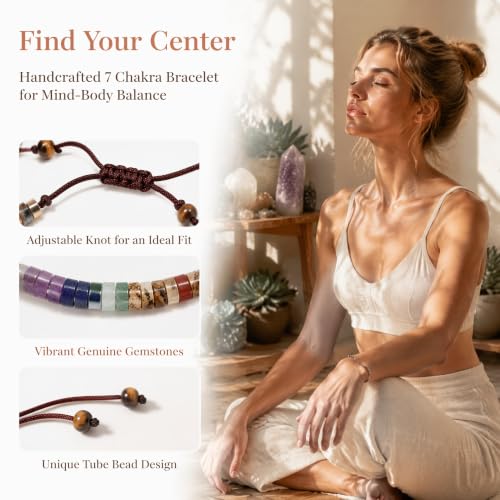 Spiritual Gifts for Women, 1pc 7 Chakra Natural Stone Bracelet A