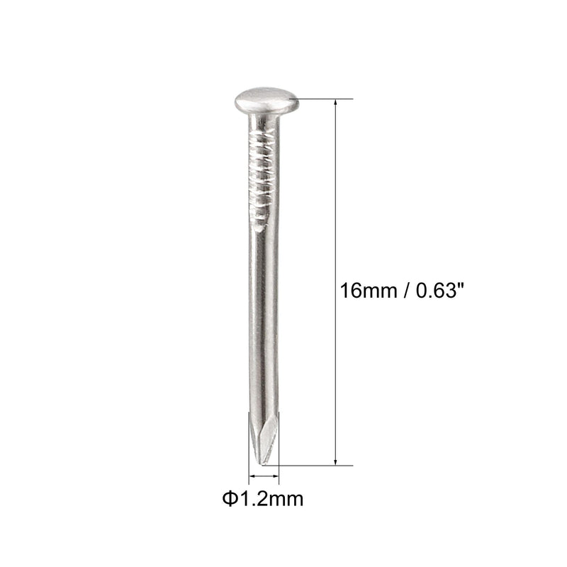 [Australia - AusPower] - uxcell Small Tiny Hardware Nails Carbon Steel 1.2X16mm(DXL) for DIY Decorative Wooden Boxes Accessories Silver Tone 500pcs 