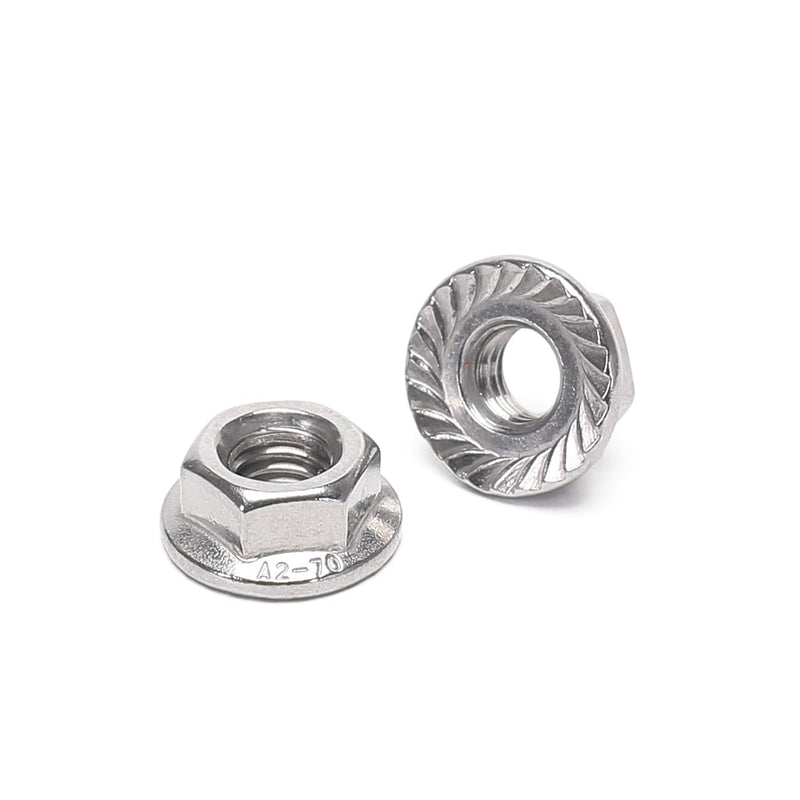 [Australia - AusPower] - 50 Pieces M8 Flange Nuts, M8-1.25mm Serrated Hex Flange Lock Nuts, DIN6923, 304 Stainless Steel,Plain Finish 
