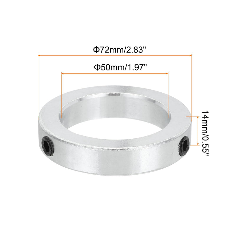 [Australia - AusPower] - MECCANIXITY Shaft Collar 2 Inch Bore Zinc Plated Carbon Steel Set Screw Style Clamping Collars Silver 2 Pcs 