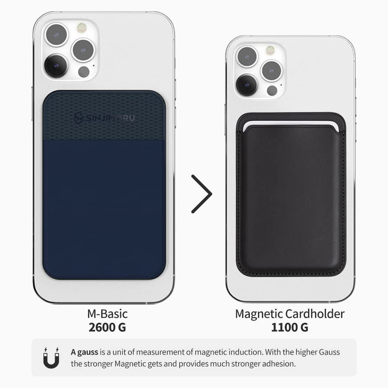 [Australia - AusPower] - Sinjimoru Stretchy Magnetic Phone Wallet, Magnetic Card Holder for Back of Phone as Phone Wallet for MagSafe Wallet Compatible with iPhone 15 14 13 12 Series. M-Basic Black 