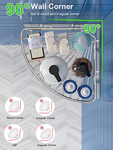 SMARTAKE 2-Pack Corner Shower Caddy, SUS304 Stainless Steel, Silver 8.7 X 8.7 X 2.0 Inches 01-silver