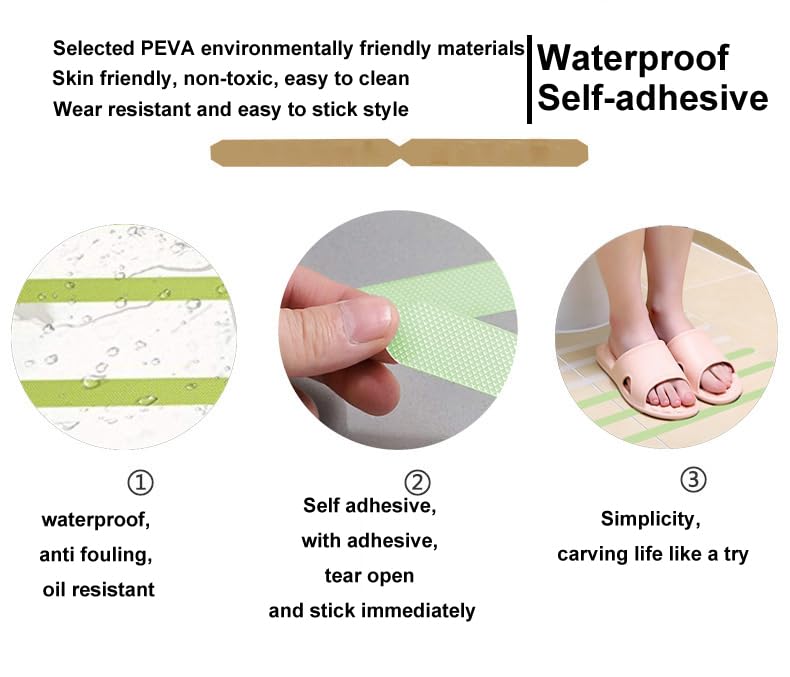24-Pack Anti Slip Tape with Glow in the Dark, 0.8inch x 7.9inch, Transparent Grip Tape Non-Slip Adhesive Tape Indoor/Outdoor Stair,Tubs, Boats 0.8 inch x 7.9 inch 24pcs #03Glow in the Dark