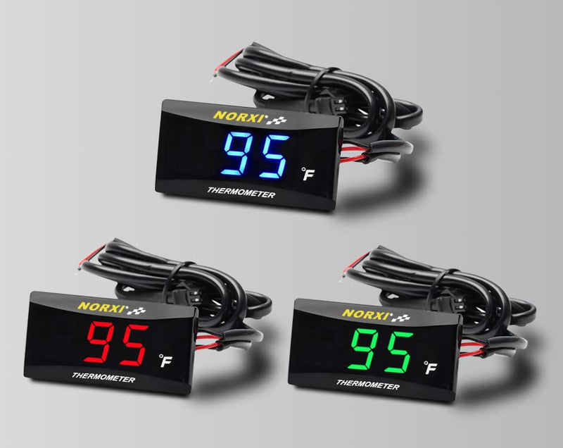 [Australia - AusPower] - Cylinder Head Temperature Meter Engine Temperature Gauge Fahrenheit Digital Temperature Meter with 10mm 14mm Probe Sensor Adapter (Green,14mm) Green 
