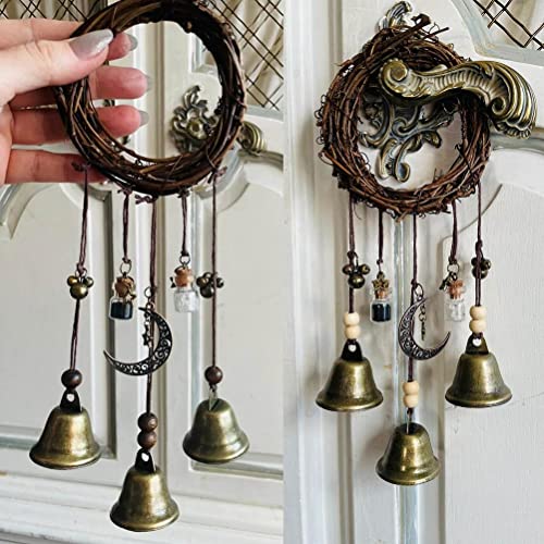 Handmade Witch Bells, 10cm Magical Wind Chime Door Hanger Pendant for Home Front Door Decor & Spiritual Ornament