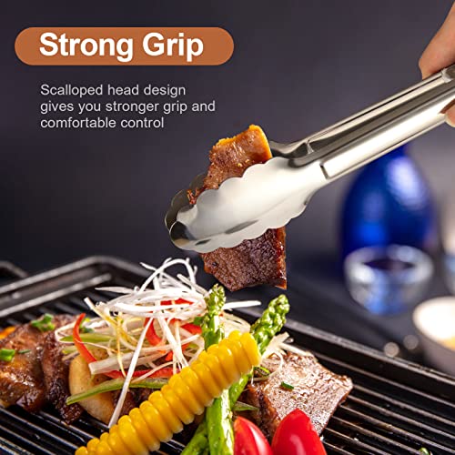 12 Pack Serving Tongs Kitchen Tongs, Buffet Tongs, Stainless Steel Food Tong Serving Tong, small tongs 7Inch (Pack of 2)