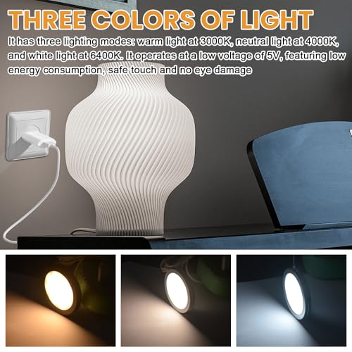 Pack of 5 3D Printer LED Lamps, Printer Light Kit, Three-Colour Continuous Dimming with 5 USB Adapters, DIY Prints Model Replacement Parts for A1/A1mini/P1S/P1P/X1C for Night Light and Decoration