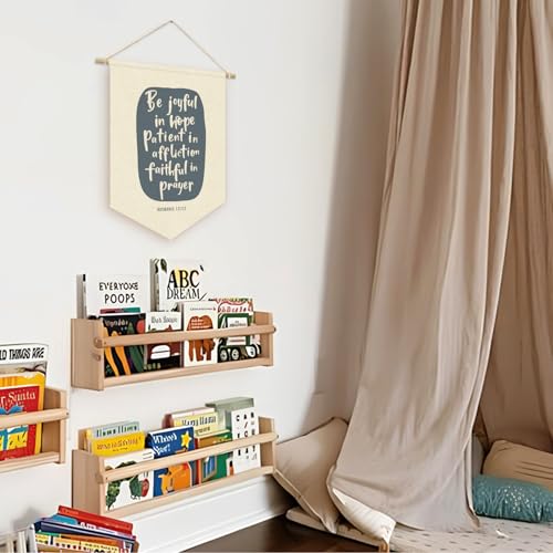 Be Joyful In Hope Patient Wall Hanging Pennant Flag Gift, Christian Religious Bible Verse Wall Decor, Scripture Decor for Living Room Bedroom 04 Be Joyful In Hope Patient