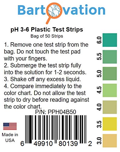 [Australia - AusPower] - pH 3-6 Short Range Test Strips [Bag of 50 Strips] for Testing Sushi Rice, Salsa, and Kefir 