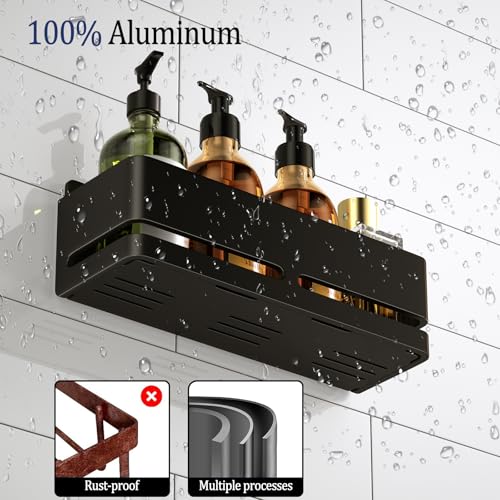 Shower Caddy,2-Pack Shower Shelf,no Drill Shower Organizer(Black) Black-2 layers