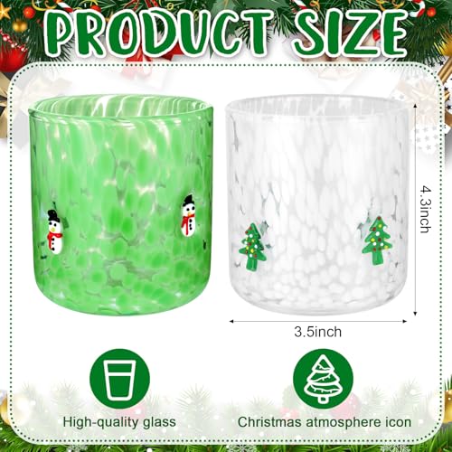 Booson 2 Pcs Christmas Glass Cups Snowman Christmas Tree Icon Juice Glass Snowman, Christmas tree