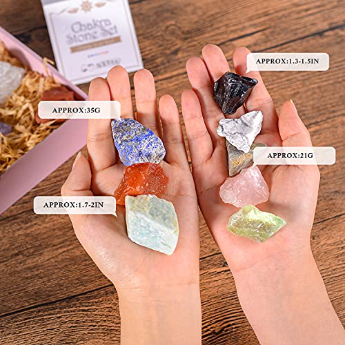 AOOVOO 17Pcs Crystals and Healing Stones, 14Pcs Real Raw Chakra Stones Set, Selenite Charging Plate, Amethyst Necklace, Rose Quartz, Mothers Day Gifts, Gift Box, Guide for Beginners, Collection, Meditation, Yoga Crystals Set