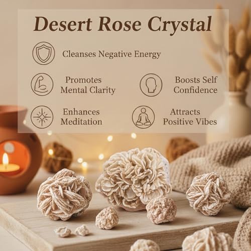 Natural Desert Rose Selenite Crystals Set (9-10 Pcs, 1/2 LB) – Raw Gypsum Healing Stones for Reiki, Chakra Balancing & Home Decor | Authentic Sand Rose Specimen Set