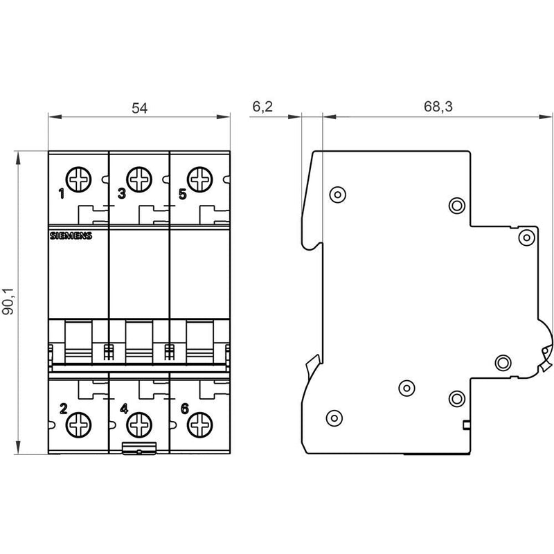 [Australia - AusPower] - Siemens 5sl6 – Automatic magnetotermico 400 V 6 kA 3 Poles B 16 A B16 