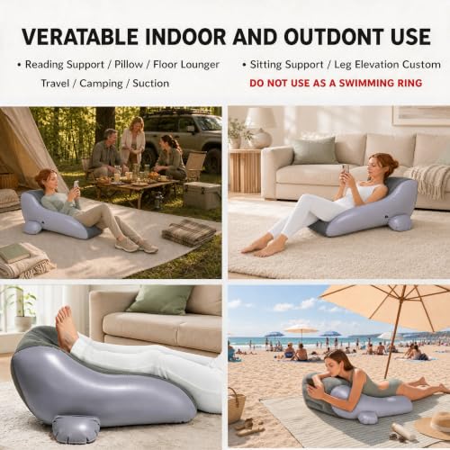 Inflatable Wedge Pillow for Adults, Support for Reading & Lounging (1) 1