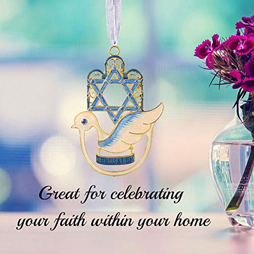Matashi Hanging Hamsa Wall Decor Ornament with Crystals (Pewter) Decoration