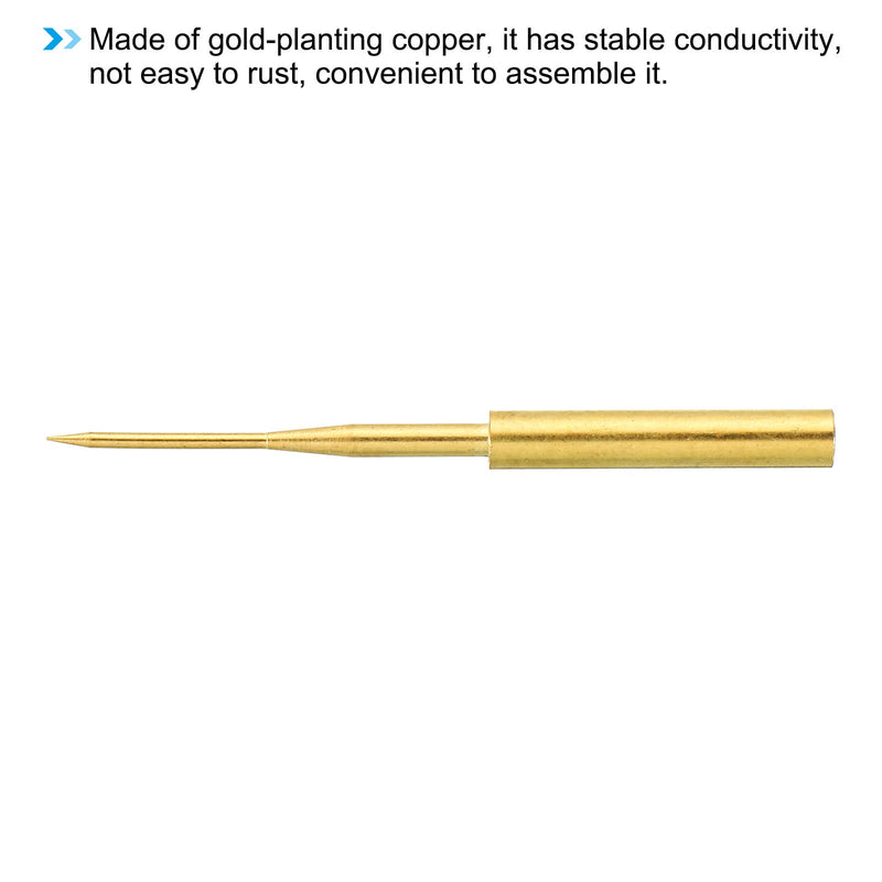 [Australia - AusPower] - PATIKIL 1mm Test Probe Pins, 2 Pcs Copper Multimeter Test Lead Extention Sharp Probe Pin Needle for Electrical Circuit Test Measurement, Gold 